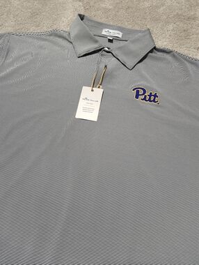 Peter Millar Pittsburgh Panthers Gray Stripe XL Performance Polo Summer Comfort
